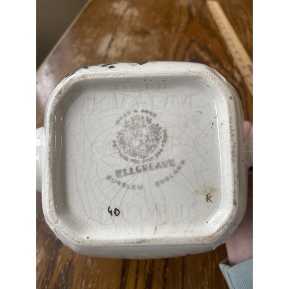 Vintage Ellgreave Wood & Sons Ironstone Teapot Floral Lily Of The Valley England - Picture 7 of 8